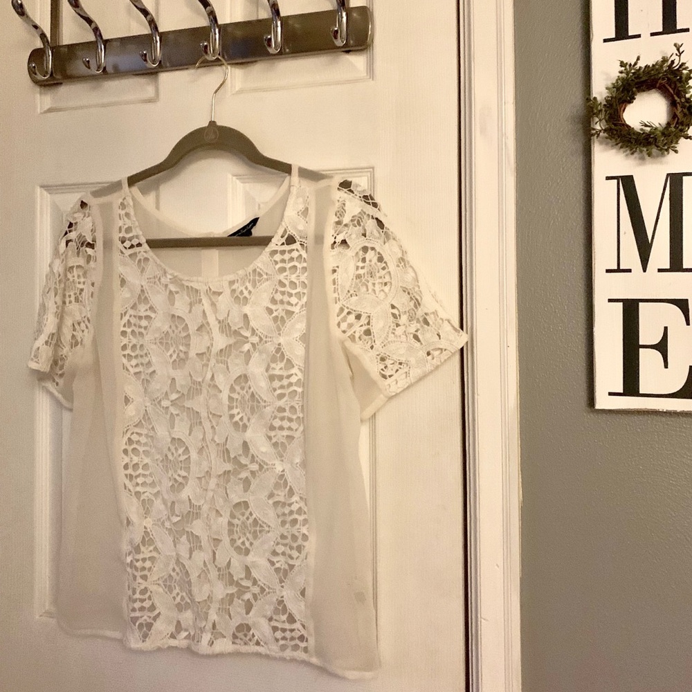 3 for $25! American Eagle White Sheer Lace Top